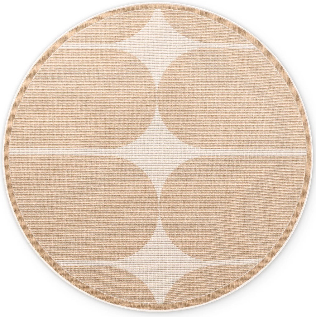 Kusový koberec Duet Bowen 106245 Beige/White kruh - na von aj na doma, 160x160 (priemer) kruh, béžová, chodba / predsieň, NORTHRUGS