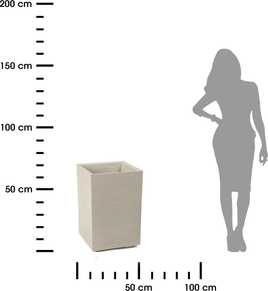PLASTOVÝ KVETINÁČ NA KOLIESKACH BETONIQUE ECO 60X40X40 CM DREVENÝ DEKOR KRÉMOVÁ