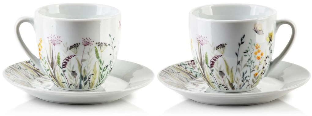 Porcelánová šálka s podšálkou Joy Flowers 250 ml sada 6ks