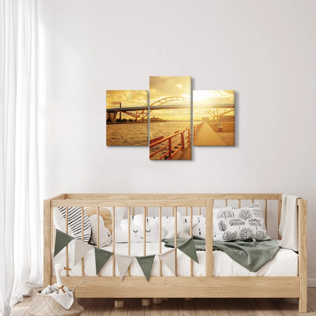 Obraz mosta pri západe slnka (90x60 cm)