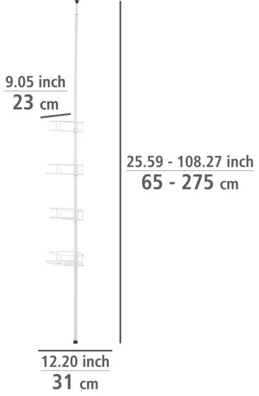 WENKO 26015100 - Rohová polica DOLCEDO 31x230 cm nerez/biela