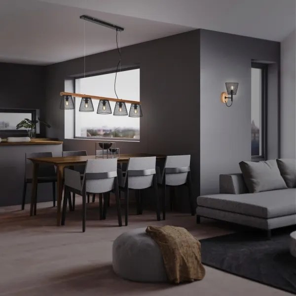 Briloner 4077-055 - Závesný luster na lanku WOOD & STYLE 5xE14/25W/230V