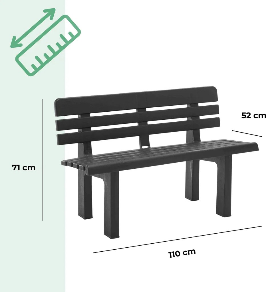 Záhradná lavica GENZIANA, 110x52x71cm, antracitová I.P.A.E-Progarden