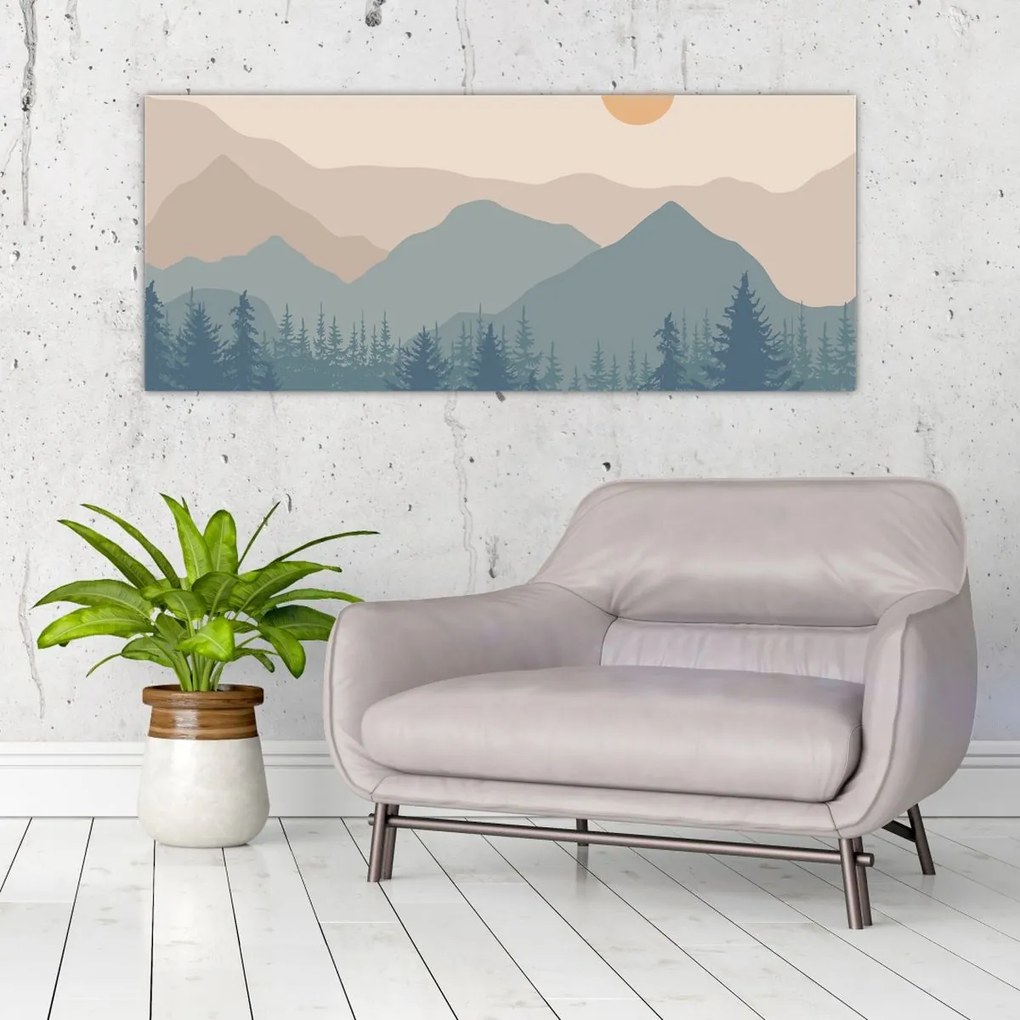 Obraz - Tyrkysové hory N⁰1 (120x50 cm)