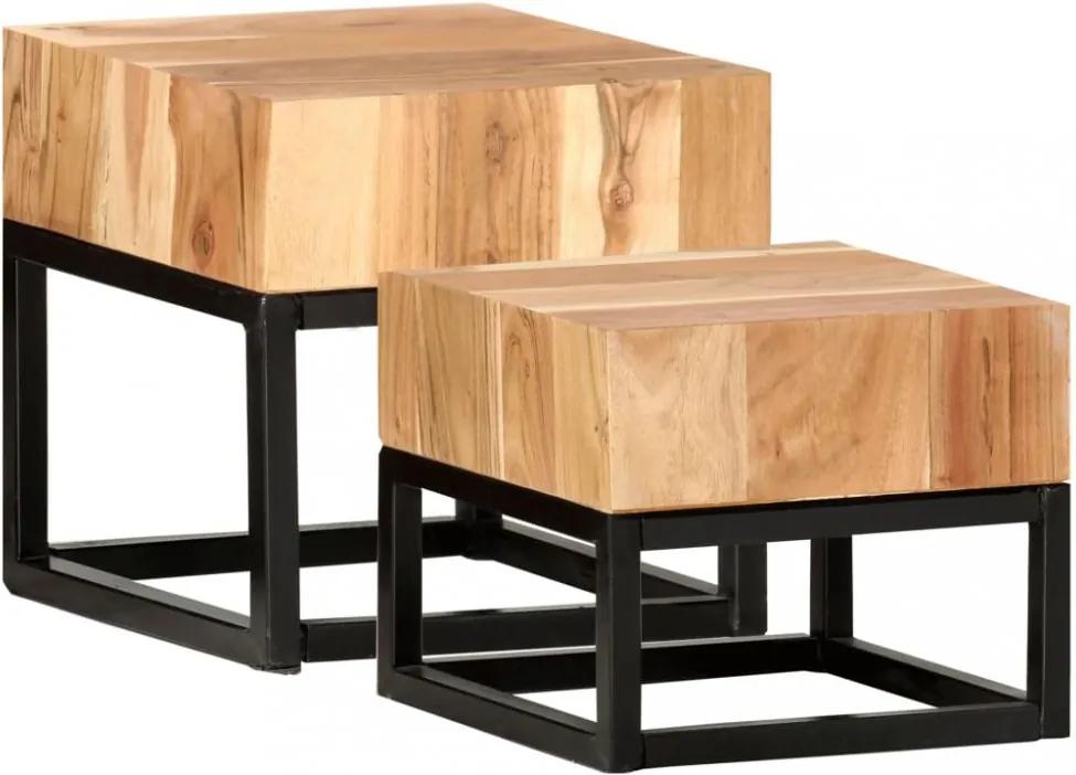 Set konferenčných stolíkov hnedá / čierna Dekorhome
