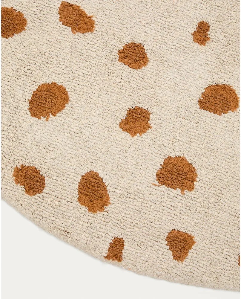 Krémový prateľný/ručne tkaný bavlnený detský koberec ø100 cm Tandani – Kave Home