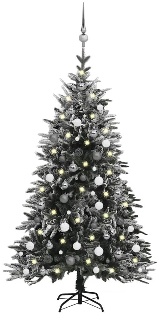 Umelý vianočný stromček s LED, sadou gúľ a snehom 150cm PVC+PE 3077928