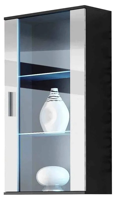 Vitrína Boho B2, Osvetlenie: osvetlenie LED RGB - farebné, Farby: biela / biely lesk