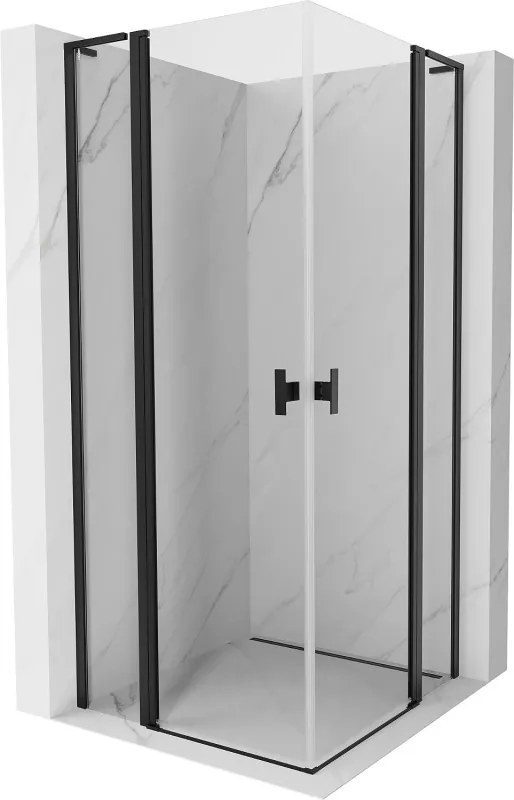 Mexen, Mexen Mist L Duo výklopný sprchový kút 115 x 115 cm, priehľadný, čierny - 8A4L-115-115-70-00