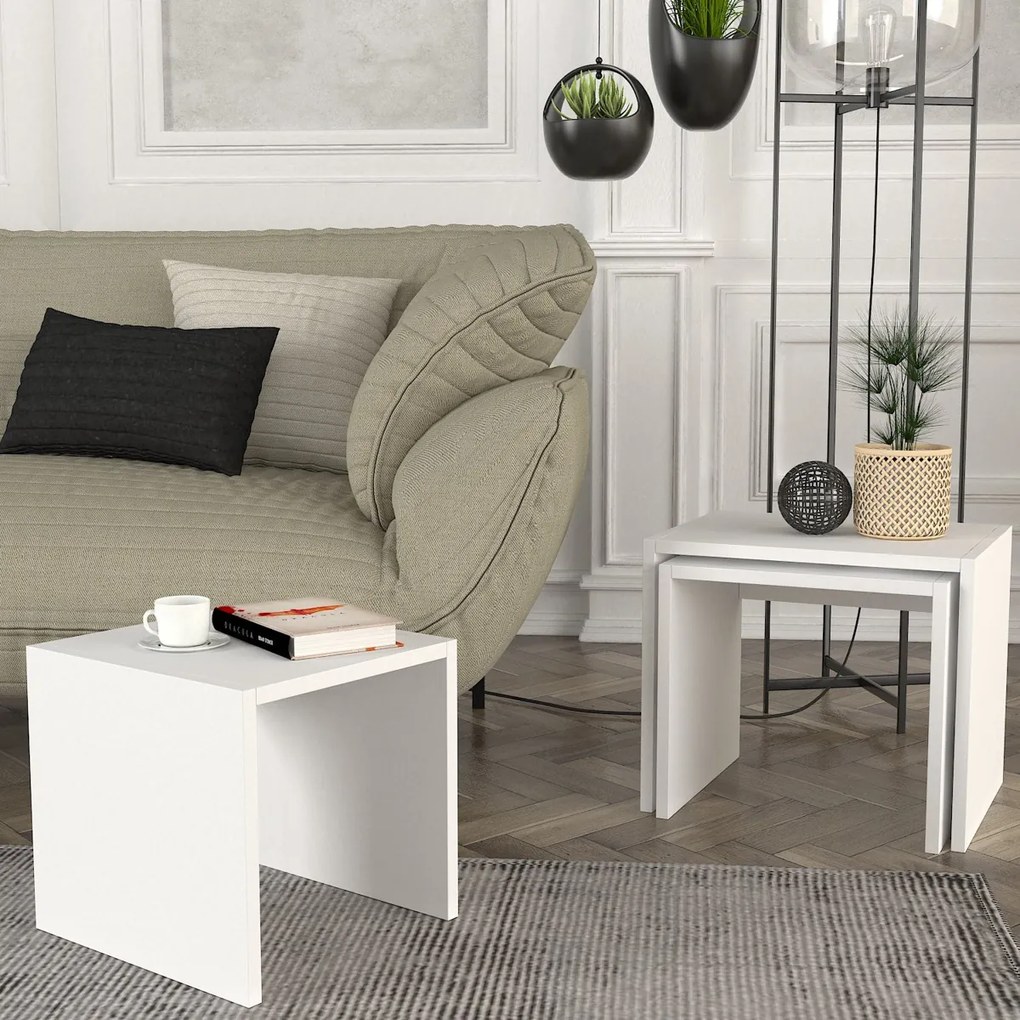 Odkladací stolík Zariel White, 3 ks