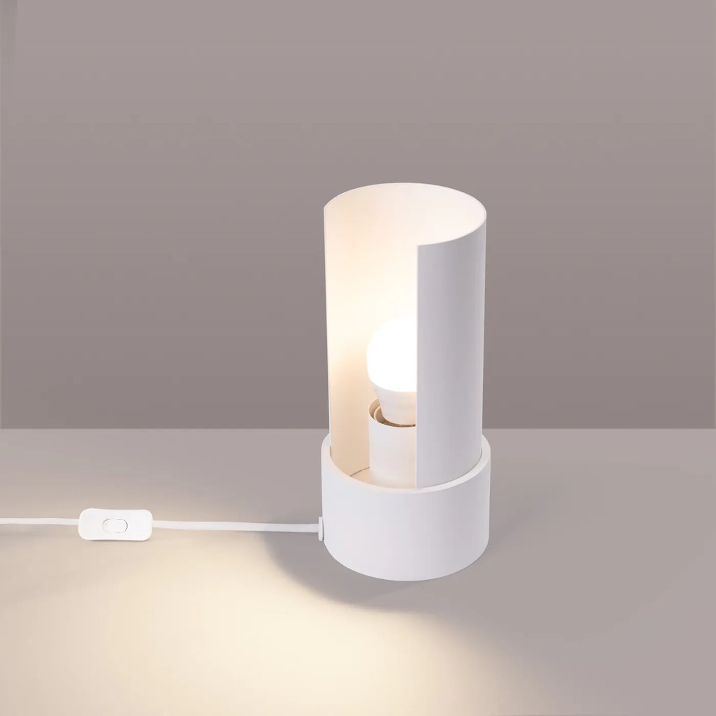 Stolná lampa Flash, 1x biele kovové tienidlo