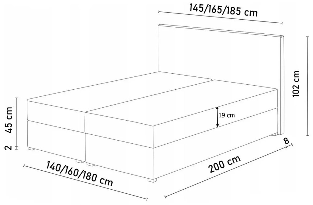 Čalúnená posteľ boxspring LEMON + topper, 180x200, itaka 14/modrá