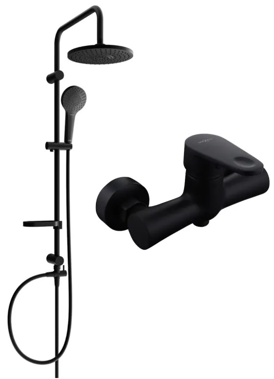 Mexen Erik sprchový set s dažďovou sprchou a sprchovou batériou Kama, čierna matná, 72540205-70