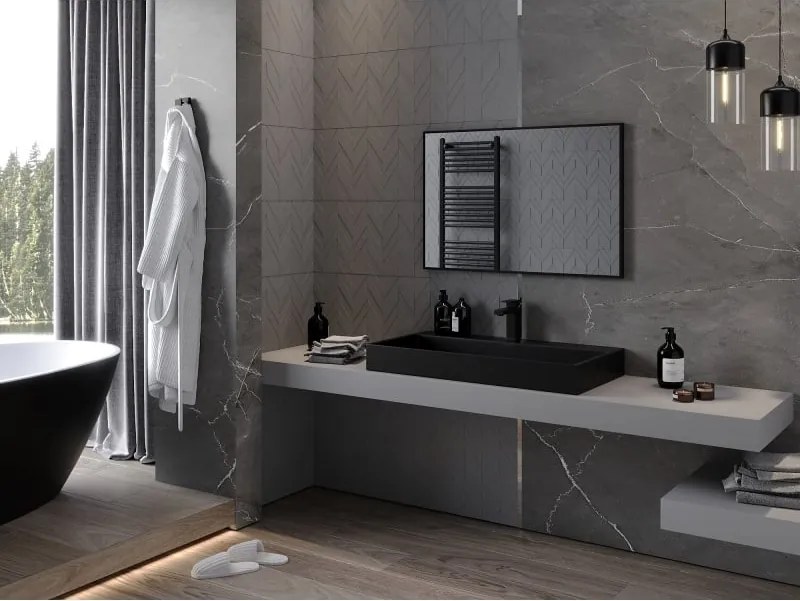 Mexen Loft kúpeľňové zrkadlo obdĺžnikové 90 x 60 cm, čierny rám - 9852-090-060-000-70