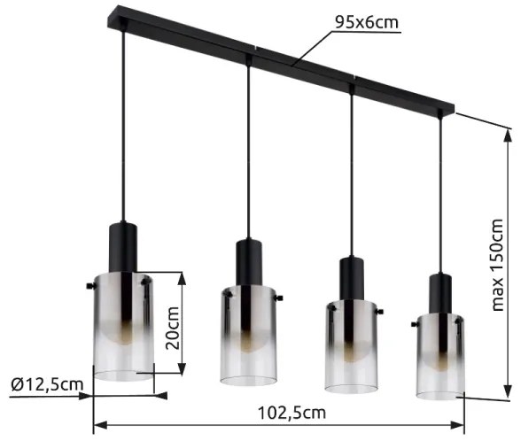 Globo 15907-4H - Luster na lanku FLORENTINA 4xE27/40W/230V čierna