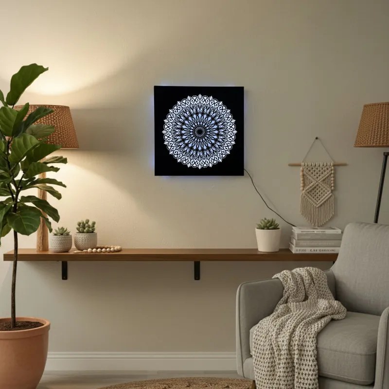 LED drevený obraz Mandala – svetelný obraz | SENTOP LED0251