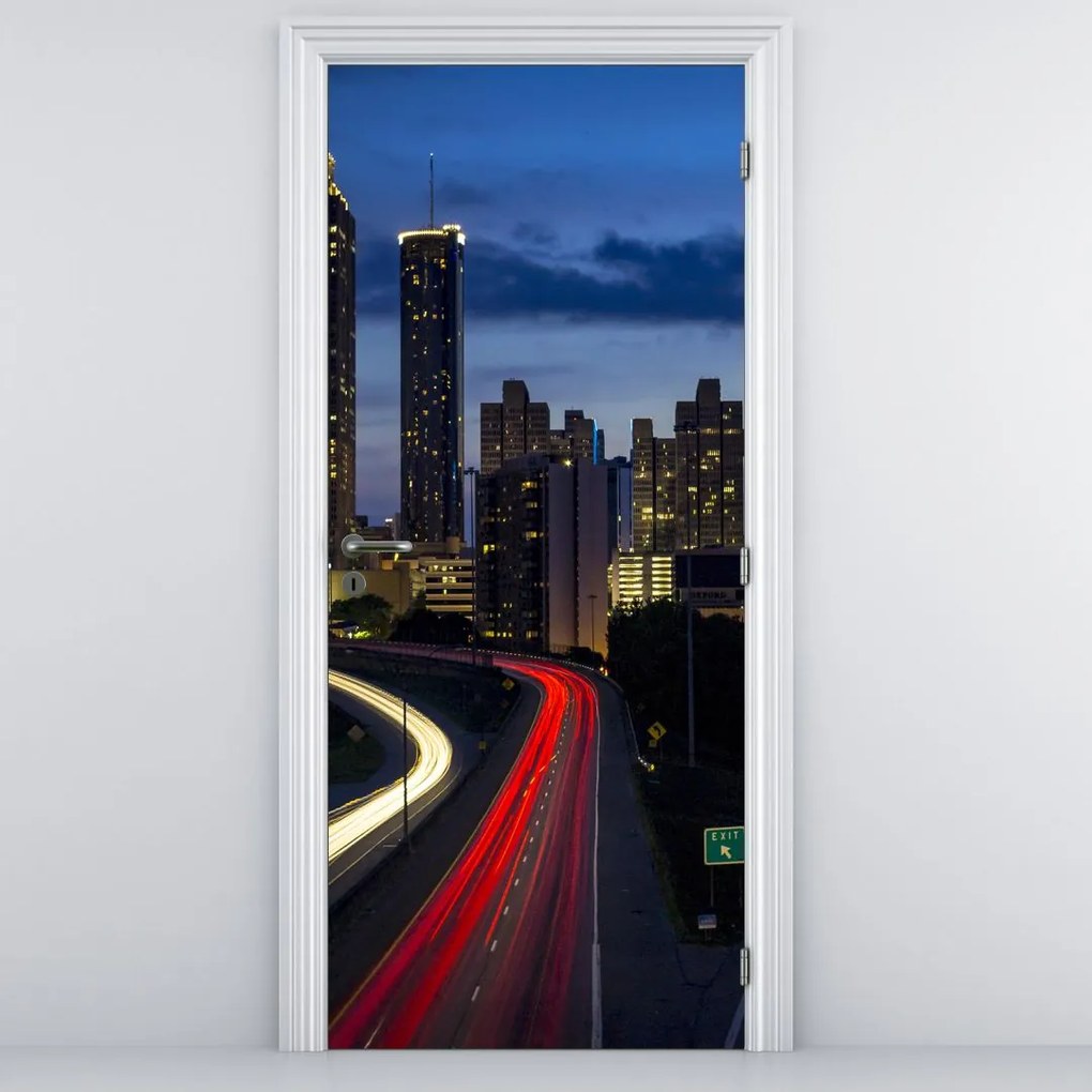 Fototapeta na dvere - Nočné mesto (95x205cm)