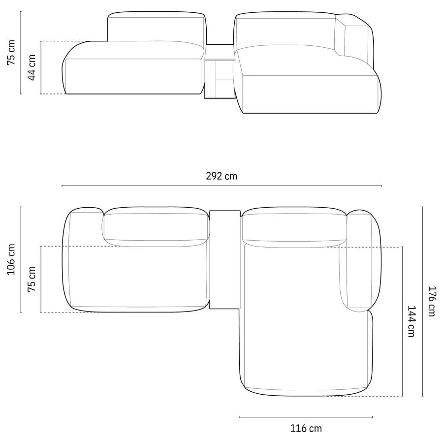 Tmavomodrá zamatová modulárna rohová pohovka (pravý roh/s leňoškou) Martina – Micadoni