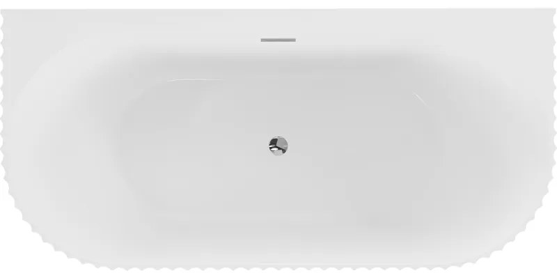 Mexen Sella, voľne stojaca vaňa ku stene, drážkovaná, 150 x 75 cm, biela lesklá, chrómový prepad, 52711507500-01