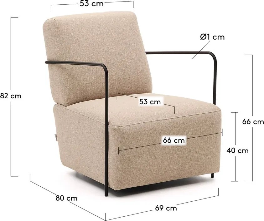 Béžové kreslo Gamer – Kave Home