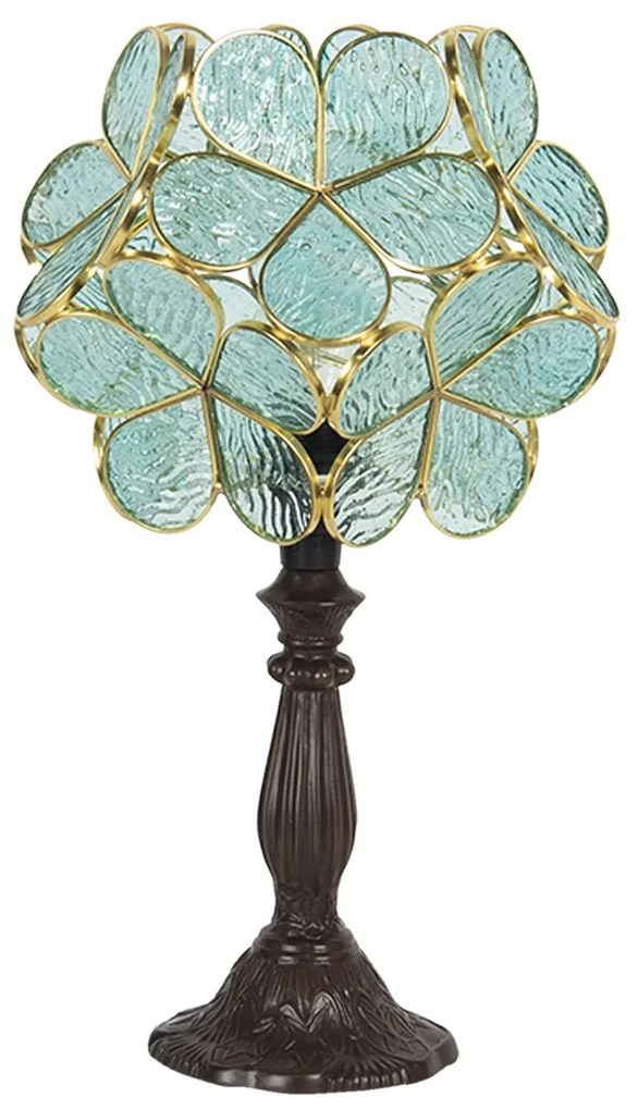 Tiffany lampa stolná KVIETKY GREEN