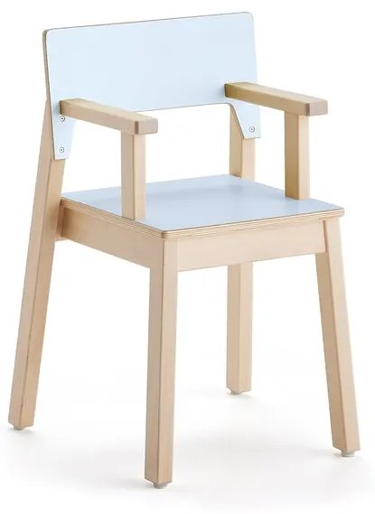 Detská stolička LOVE s opierkami rúk, V 380 mm, breza, laminát - modrá