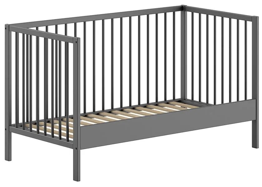 Antracitovosivá postieľka z borovicového dreva 70x140 cm DINO – Vipack