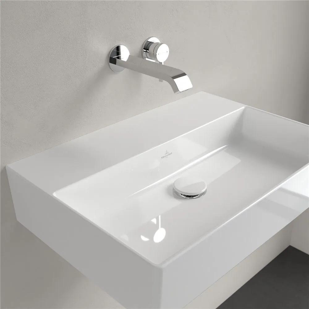 VILLEROY &amp; BOCH Memento 2.0 závesné umývadlo bez otvoru, bez prepadu, 600 x 420 mm, biela alpská, s povrchom CeramicPlus, 4A2263R1