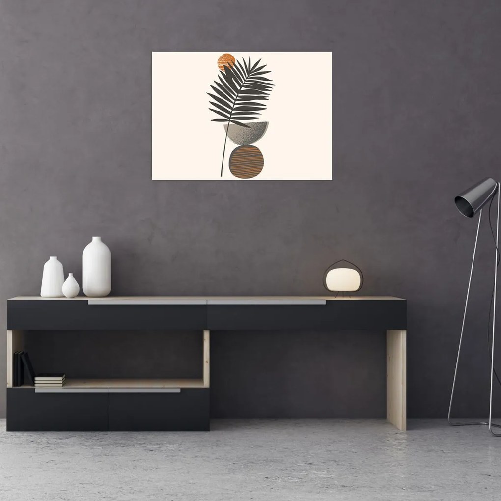 Obraz - Abstrakcia s palmovým listom (70x50 cm)