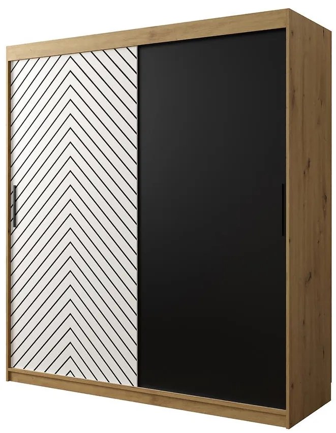 Skriňa Jodełka 180 dub Artisan/biely/čierna