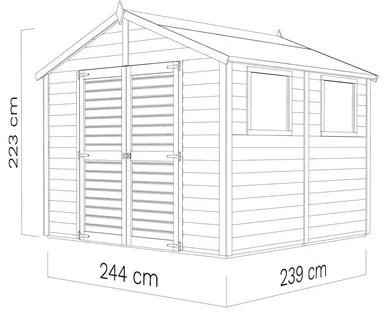 Drevený záhradný domček Konsta XL prírodný 244x239 cm