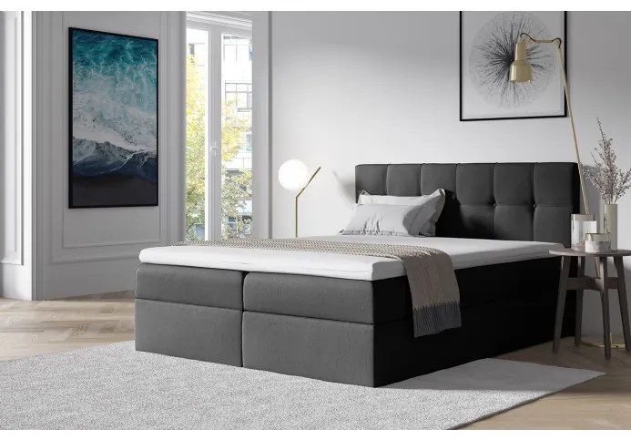 Čalúnená posteľ s úložným priestorom Recivio tmavo šedá 140 x 200
