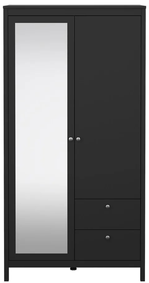 Čierna šatníková skriňa so zrkadlom 102x199x58 cm Madrid – Tvilum