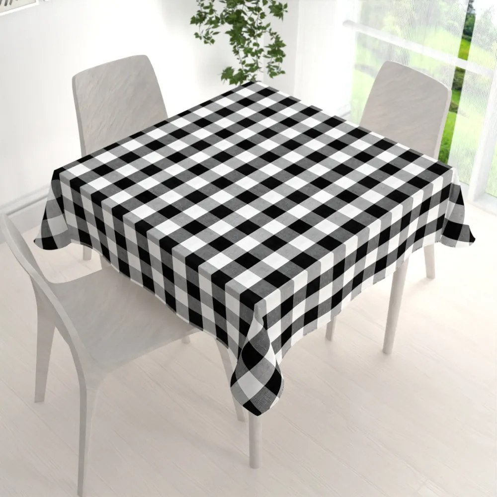 Biante Bavlnený štvorcový obrus Olivia OL-004 Čierno-biela kocka veľká 70x70 cm