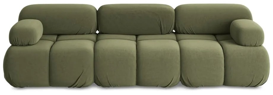 Svetlozelená zamatová pohovka 285 cm Lokua – Makamii