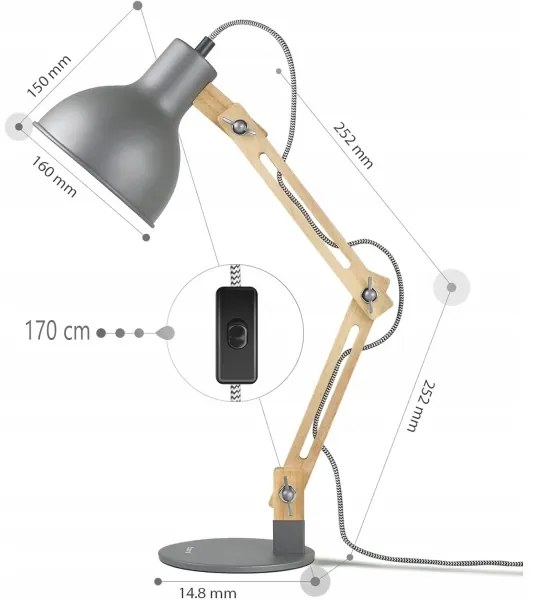 Stolná lampa 1xE27/40W/230V sivá