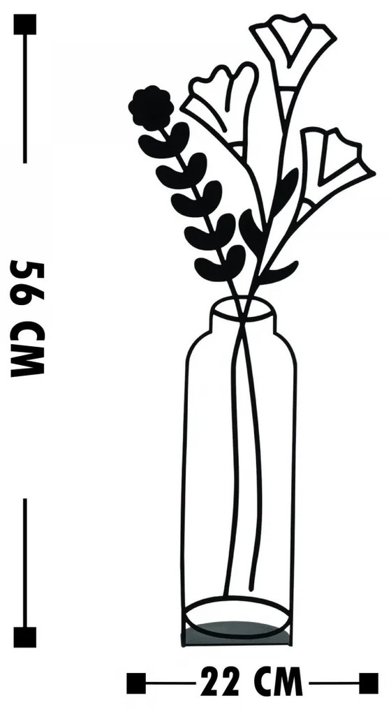 Kovová dekorácia Flowerpot X 56 cm čierna