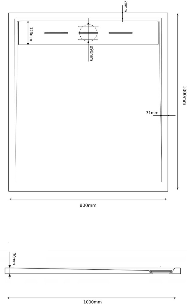Gamma Erga Almac, SMC sprchová vanička 100 x 80 x 3 cm, biela, ERG-GMA-AL-80100