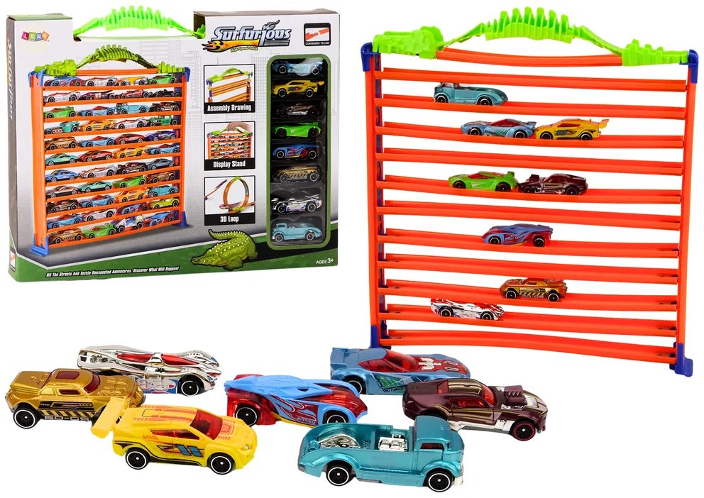 LEAN TOYS Garážová parkovacia autodráha 2v1 360*