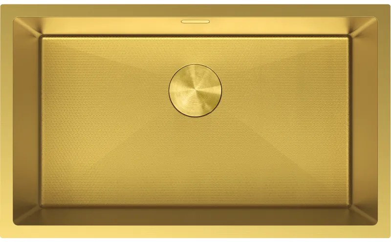 Mexen Trixo, 1-komorový nerezový drez 750 x 440 mm, brúsená zlatá, vzor voština, 6415751000-55HC