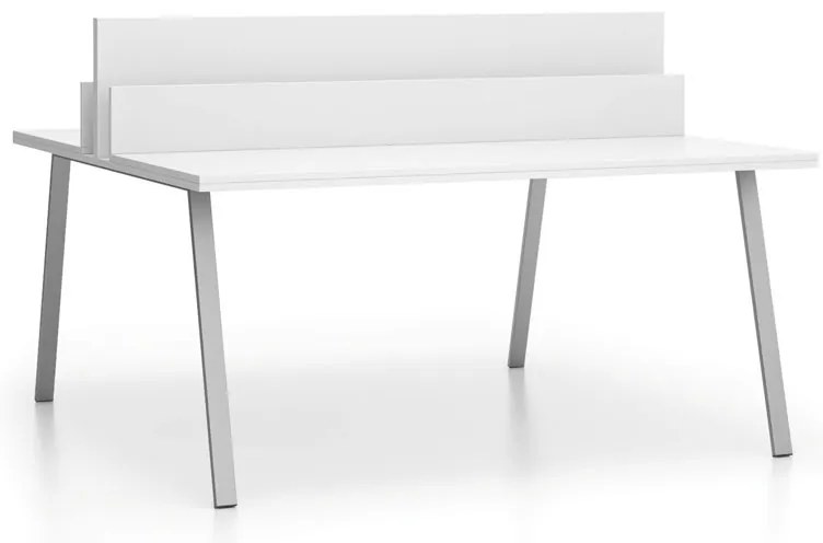 PLAN Kancelársky písací stôl DOUBLE LAYERS, s prepážkami, biela