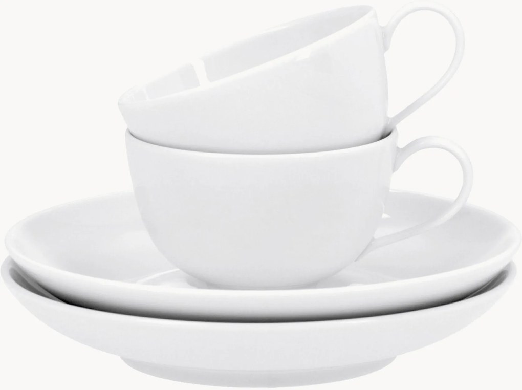 Ručne vyrobené porcelánové šálky na espresso's podšálkami Urbino, 2 ks