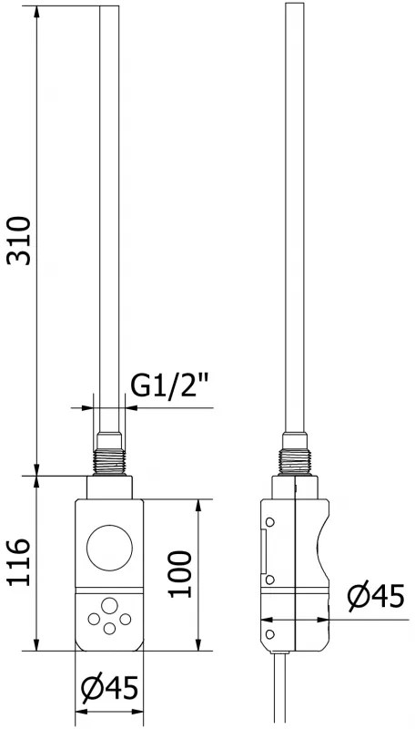 Mexen Mars, elektrické vykurovacie teleso 900 x 400 mm, 300 W, čierna, W110-0900-400-2300-70