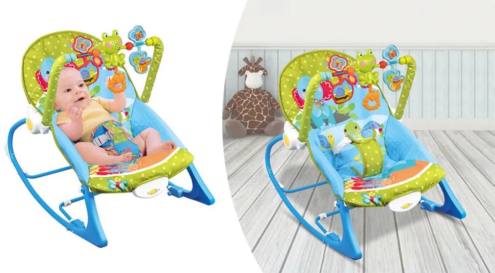 Vibračné, hudobné lehátko do 18 kg, modré