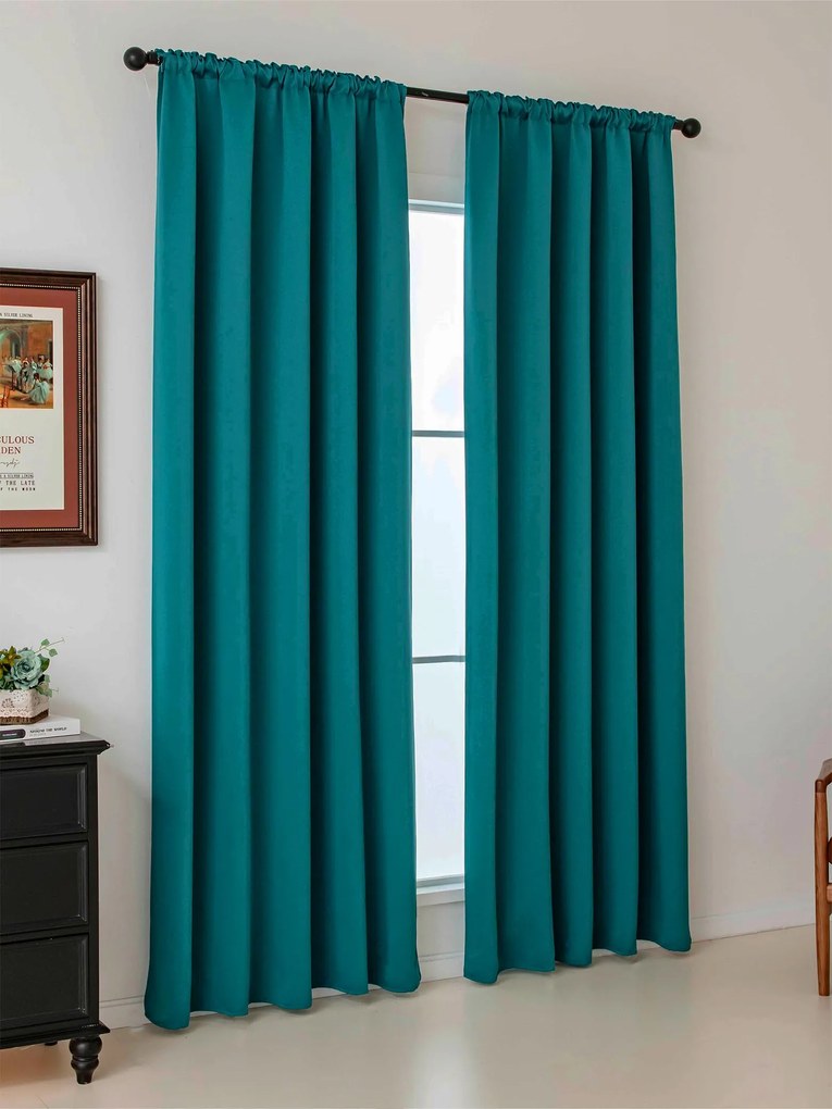 Blackout závesy Elias petrolejová – 140 × 250 cm (2 ks) - riasiaca stuha