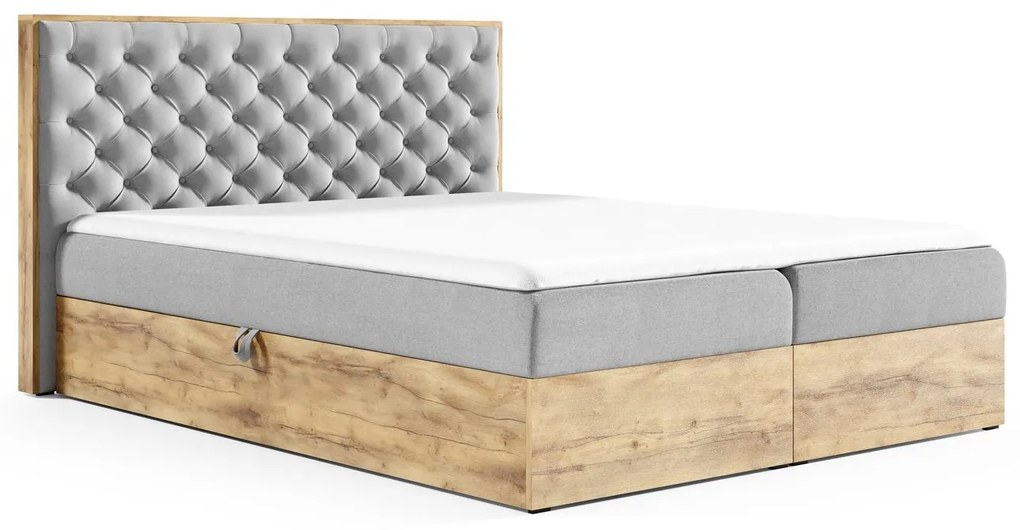 Boxspringová posteľ CHANTELLE 3 - 200x200, hnedá + topper ZDARMA