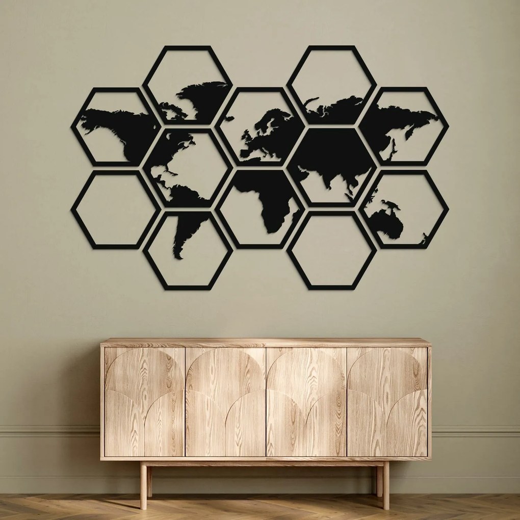 DUBLEZ | Nástenná mapa sveta - Hexagóny (12 ks)