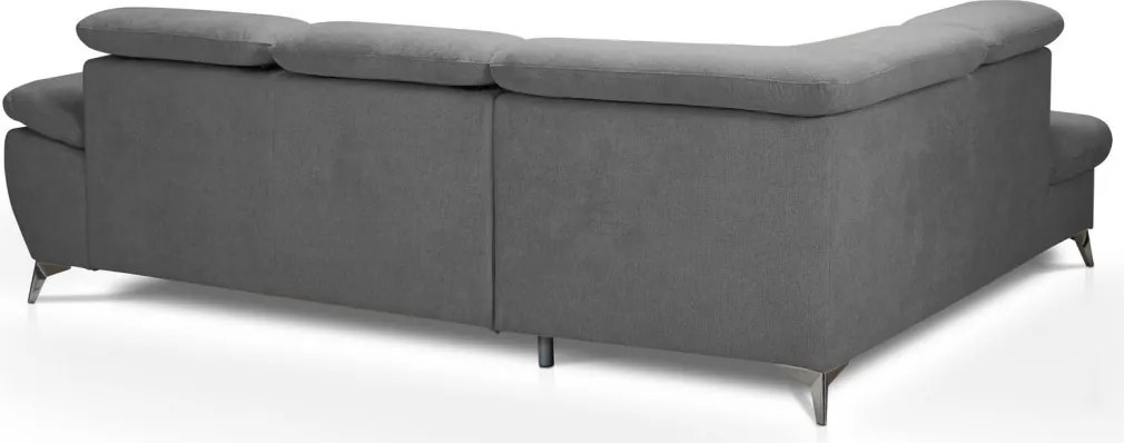 Rohová sedacia súprava Gisele, stredne šedá látka, ľavý roh