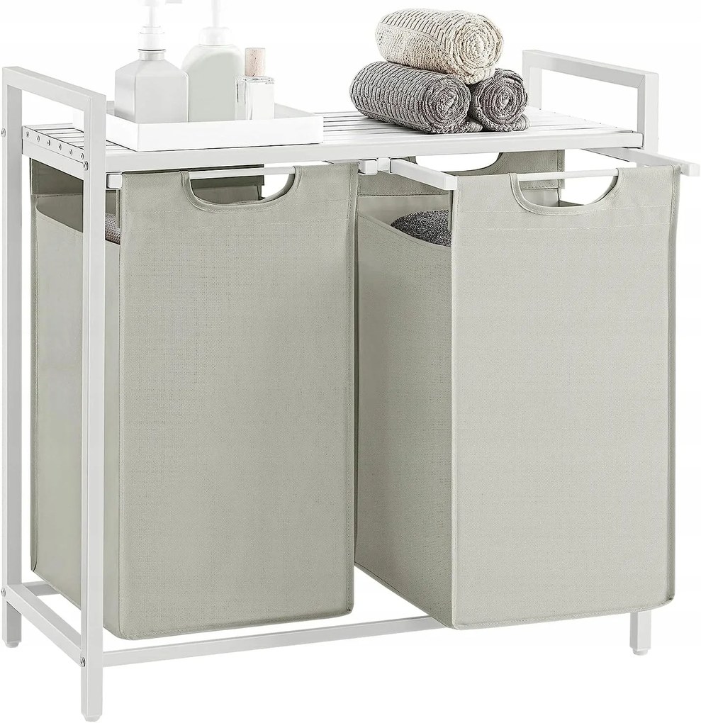 Béžový dvojkomorový kôš na bielizeň s policou SPECA