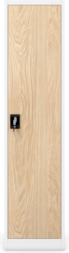 Kovová kancelárska skriňa na dokumenty, biela/dub Sonoma, 450x1850x400 mm: ALEX Eco Design